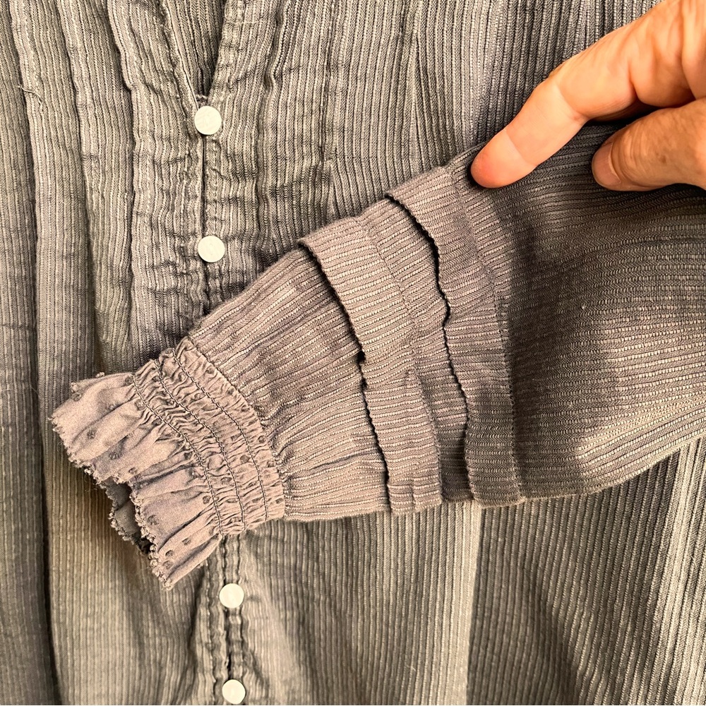 Quince Women's M Organic Textured Cotton Peasant Blouse Boho Chic - Picture 4 of 9